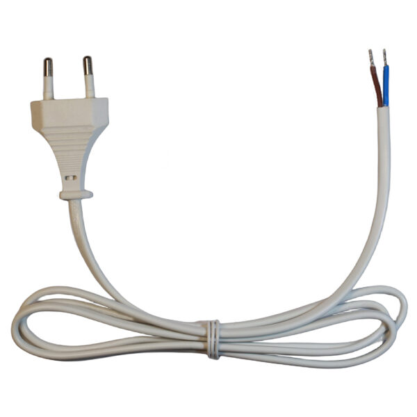 Top Connect EURO white 2 meter power cable + EU plug 2x0,75mm2