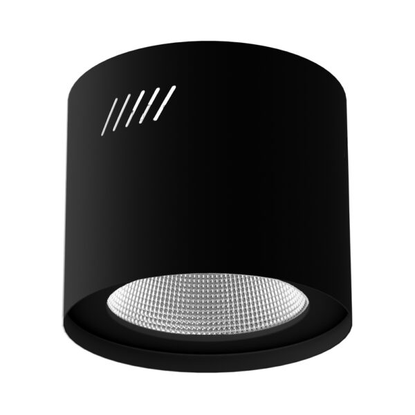 Black aluminium surface housing for EVO led downlight Ø232mm Size housing: Ø240x180mm