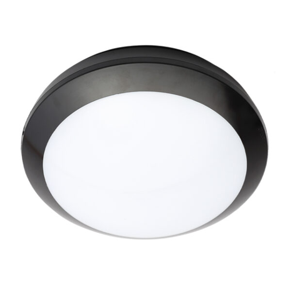 Black 3CCT Plafonnière 16W 3000K-6000K >90Lm CRI>80 PF>0,90 with sensor+dimming to 20% and EMG 3H Ø300x87mm IK10 IP66