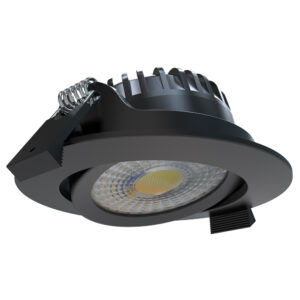 Black Led spot 3CCT 6W 2700K-3000-4000K 600Lm CRI>90 PF>0,85 Ref:60g TRIAC dimmable Flash-Free + cablebox Ø82x27mm Cut out: Ø68mm IP44