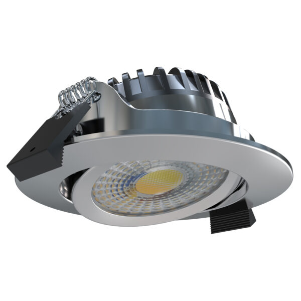 Chrome Led spot 3CCT 6W 2700K-3000-4000K 600Lm CRI>90 PF>0,85 Ref:60g TRIAC dimmable Flash-Free + cablebox Ø82x27mm Cut out: Ø68mm IP44
