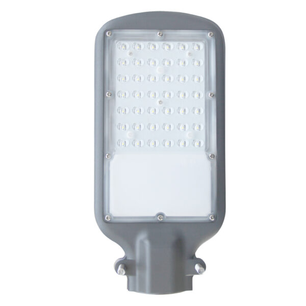 Eco Streetlight 30W 3000K 138Lm/W PF>0,95 CRI>80 lens:45x145° 300x140x37,7mm IP65 IK08 4KV Flash-Free driver