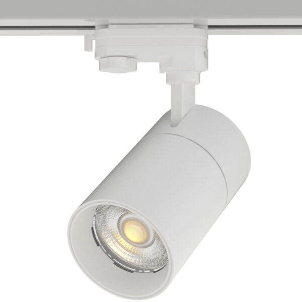 3CCT TRIAC-dim Led Tracklight 3-phase 10W 3000K-5000K >95Lm/W PF>0,90 CRI>80 Refl. 36G DOB-Low ripple driver white housing IP20
