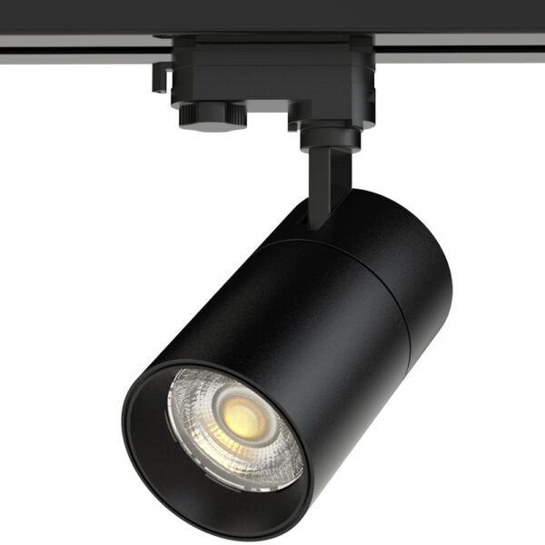 3CCT TRIAC-dim Led Tracklight 3-phase 10W 3000K-5000K >95Lm/W PF>0,90 CRI>80 Refl. 36G DOB-Low ripple driver black housing IP20