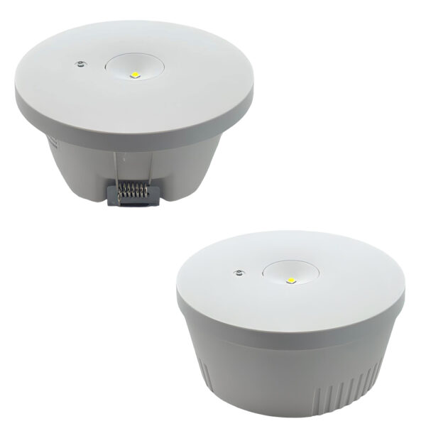 AT-autotest Anti-panic surface/recessed spot Led 3 Watt emg fixture Non-Maintained testbutton 3 hours LifePo4 battery IP20