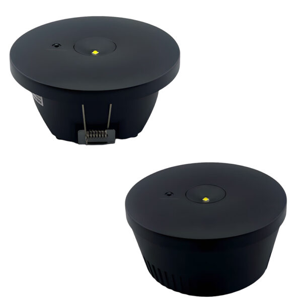 Black AT-autotest anti-panic surface/recessed spot Led 3 Watt emg fixture Non-Maintained testbutton 3 hours LifePo4 battery IP20