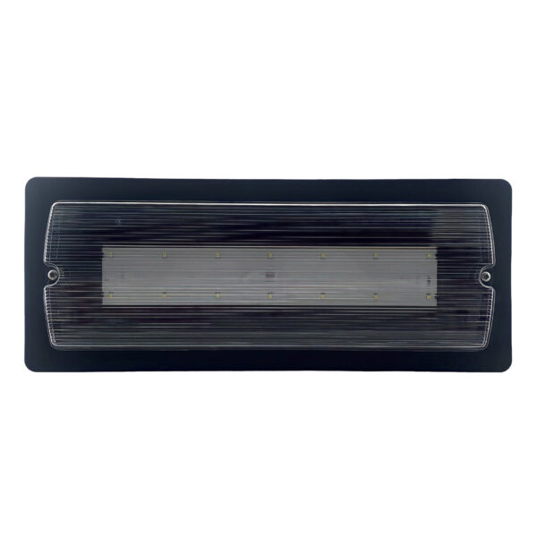 Black recessed frame for Bulkhead Led emergency fixture L395:B158mm:28mm cut out size: 352x118mm