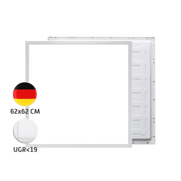 GERMAN SIZE - UGR19 Back-lit 3CCT led panel 34W 3000K-6000K 120Lm/w 620x620x30mm PF>0,95 CRI>80 OSRAM element driver 900Ma low ripple with 15cm cable IP40